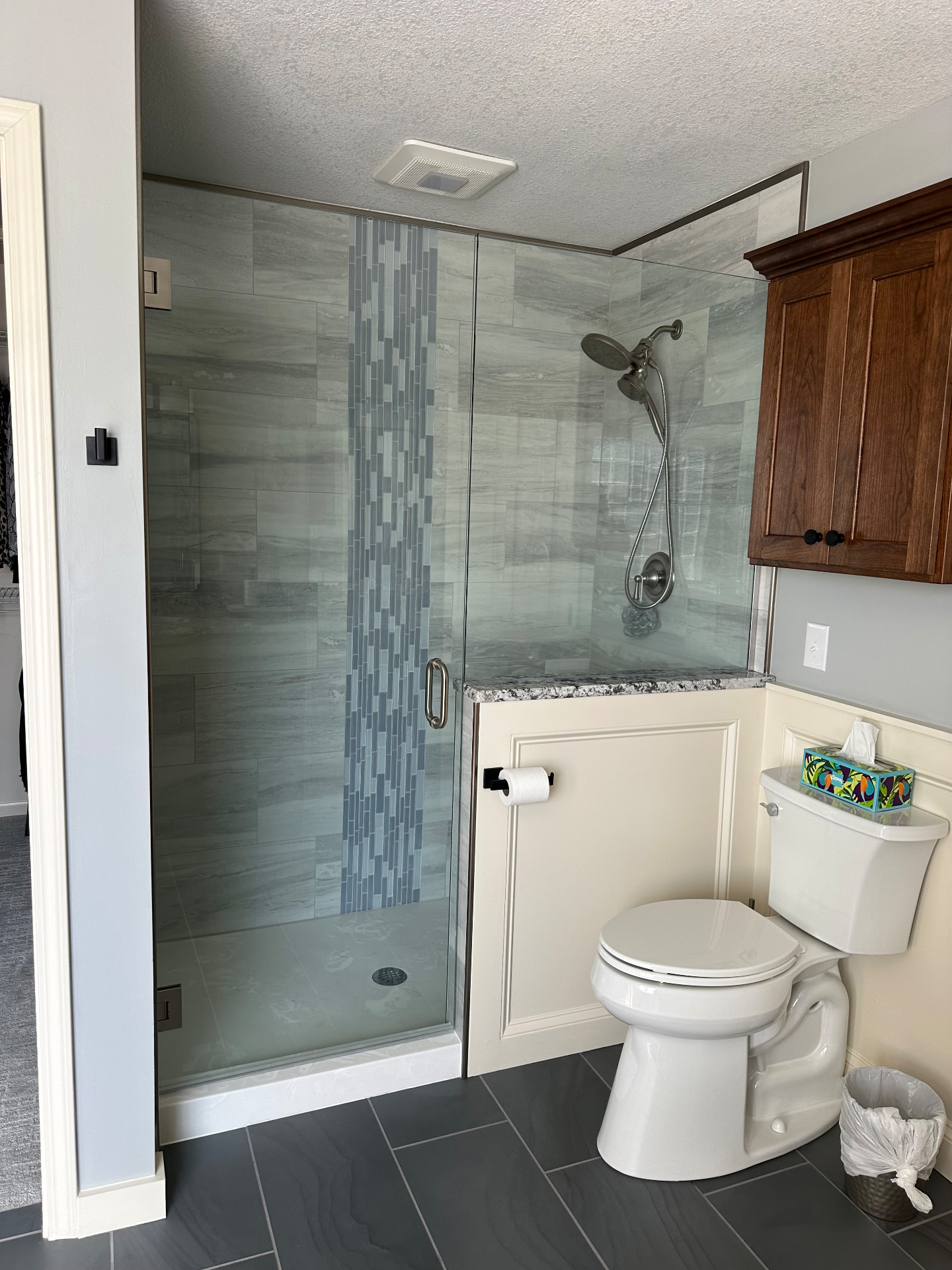 Blue Glass Mosaic Shower